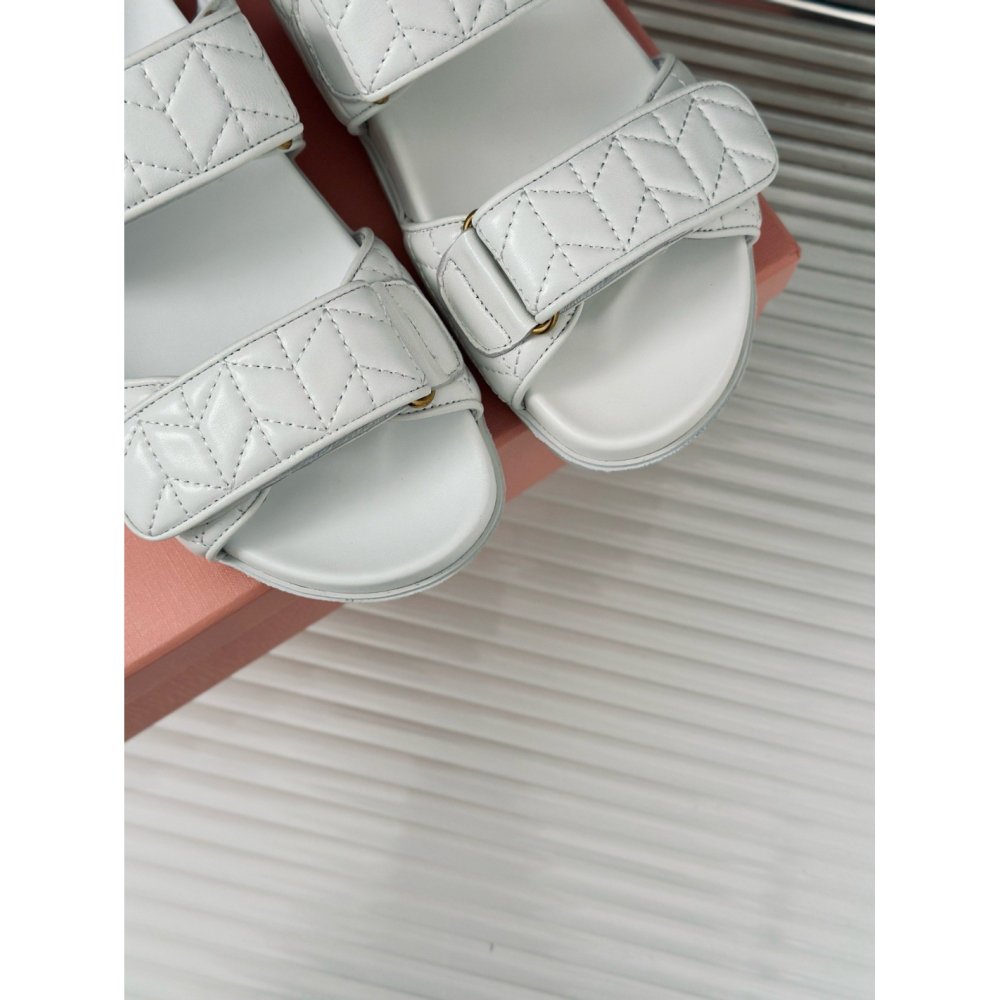 Cheap Reps Miu Miu Womens Sandals in White Matelasse Nappa Leather