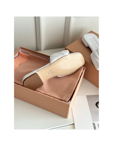 Cheap Reps Miu Miu Womens Slides in White Matelasse Nappa Leather