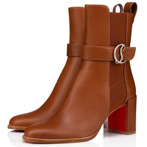Cheap Reps Christian Louboutin CL Chelsea Ankle Boots 70MM in Brown Leather