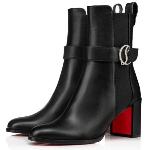 Cheap Reps Christian Louboutin CL Chelsea Ankle Boots 70MM in Black Leather
