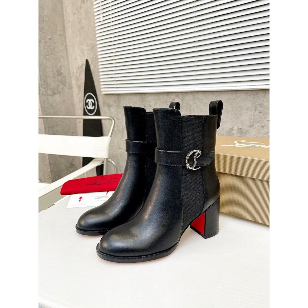 Cheap Reps Christian Louboutin CL Chelsea Ankle Boots 70MM in Black Leather