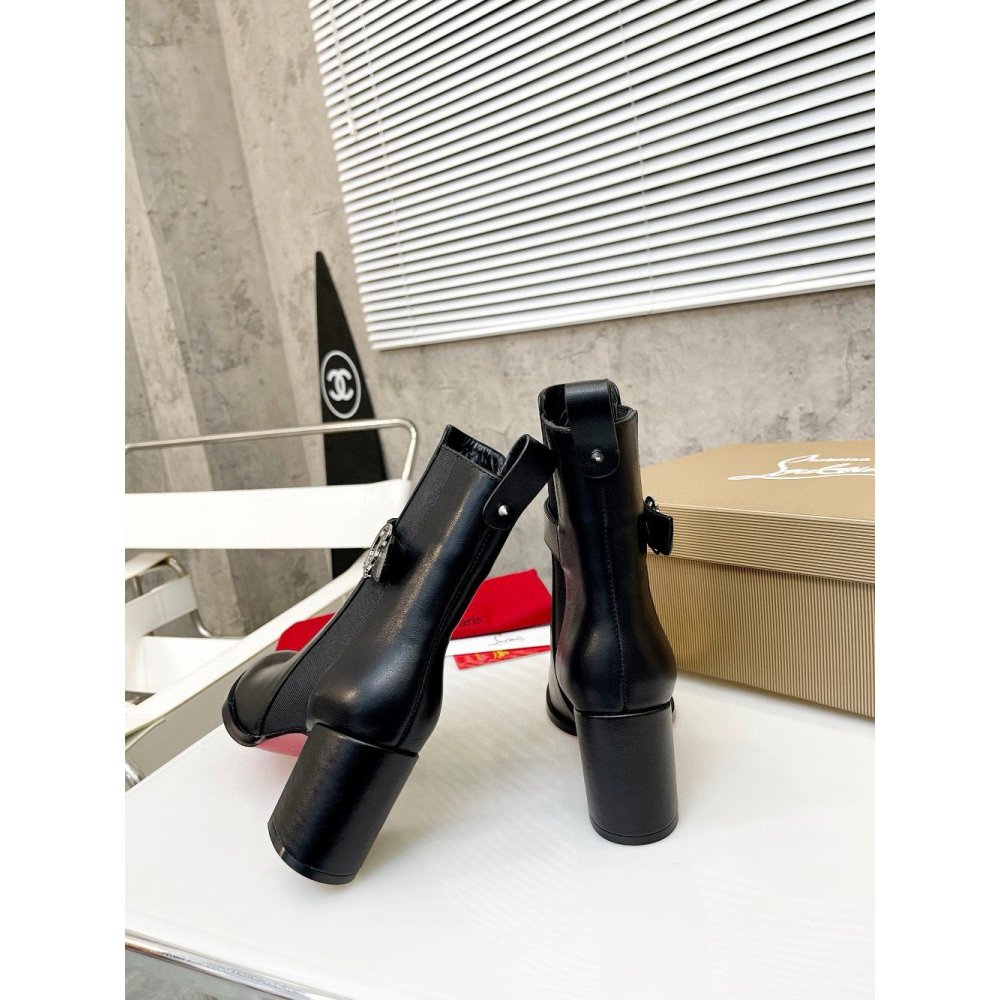 Cheap Reps Christian Louboutin CL Chelsea Ankle Boots 70MM in Black Leather