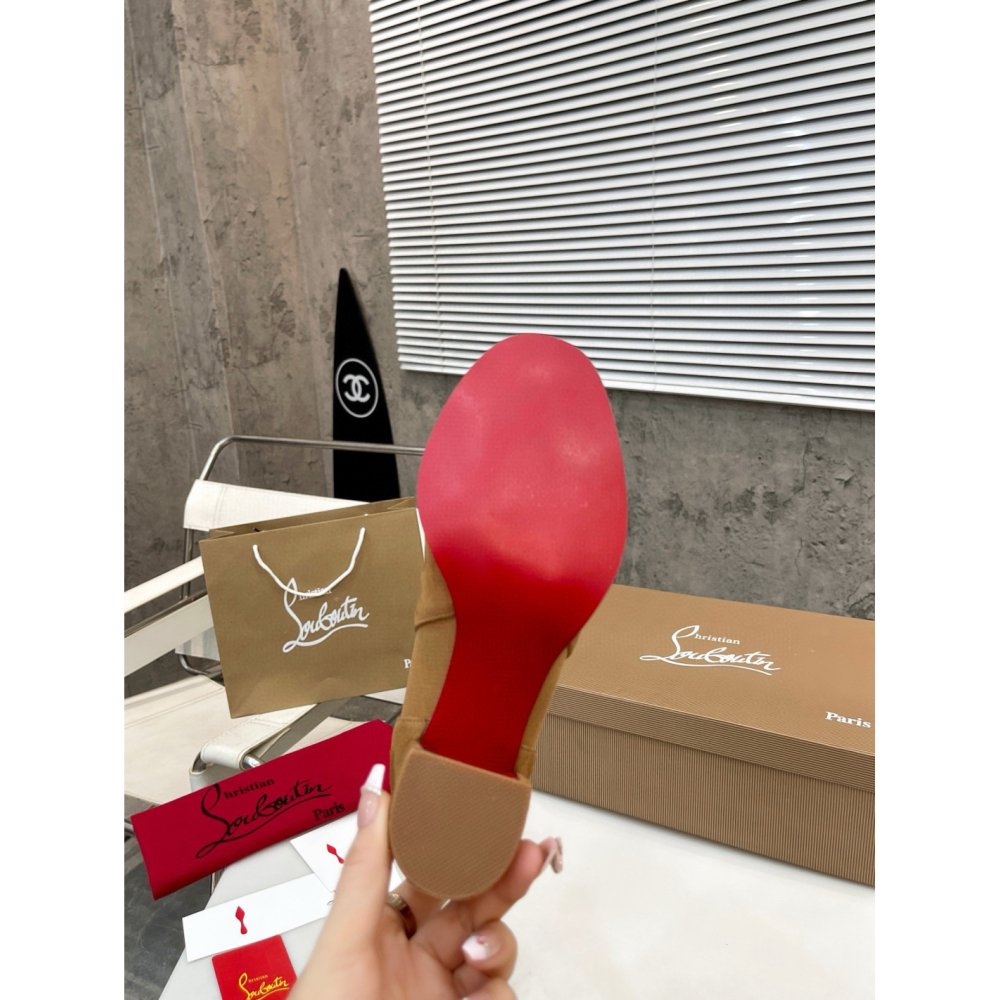 Cheap Reps Christian Louboutin CL Chelsea Ankle Boots 70MM in Brown Suede