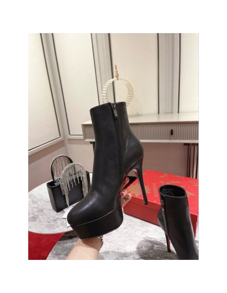 Cheap Reps Christian Louboutin Bianca Ankle Boots 120mm in Black Lambskin