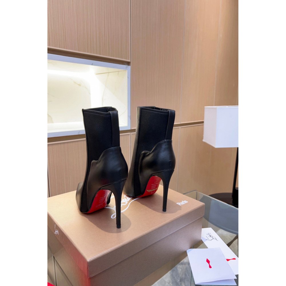 Cheap Reps Christian Louboutin Chelsea Chick Ankle Boots 100mm in Black Leather
