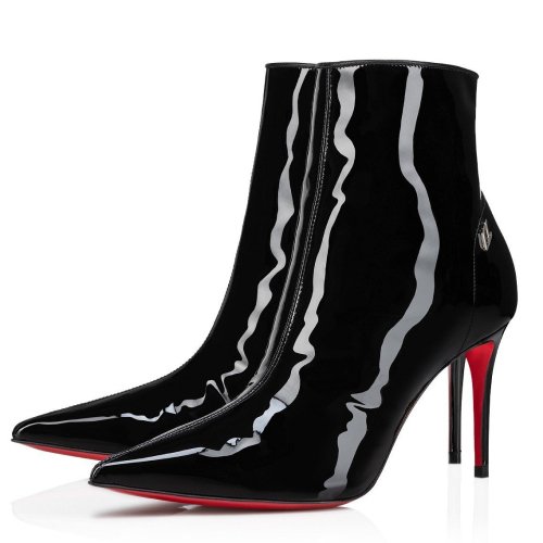 Cheap Reps Christian Louboutin Sporty Kate 85mm Boots in Black Patent Leather