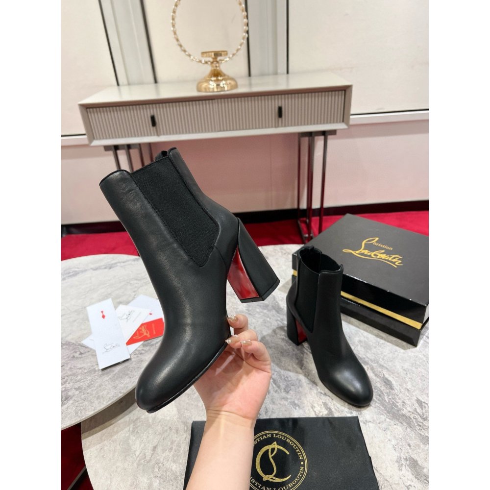 Cheap Reps Christian Louboutin Turelastic 85mm Ankle Boots in Black Leather