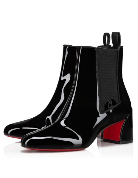 Cheap Reps Christian Louboutin Turelastic 55mm Ankle Boots in Black Patent Leather