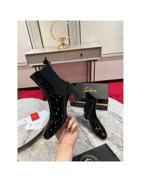 Cheap Reps Christian Louboutin Turelastic 55mm Ankle Boots in Black Patent Leather