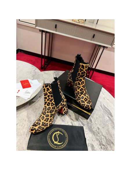 Cheap Reps Christian Louboutin Turelastic 55mm Ankle Boots with Leopard Print