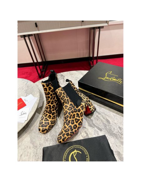 Cheap Reps Christian Louboutin Turelastic 55mm Ankle Boots with Leopard Print