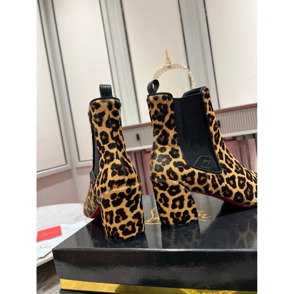 Cheap Reps Christian Louboutin Turelastic 55mm Ankle Boots with Leopard Print