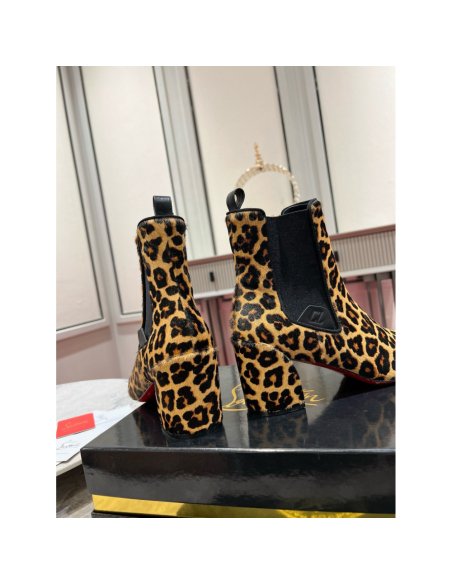 Cheap Reps Christian Louboutin Turelastic 55mm Ankle Boots with Leopard Print