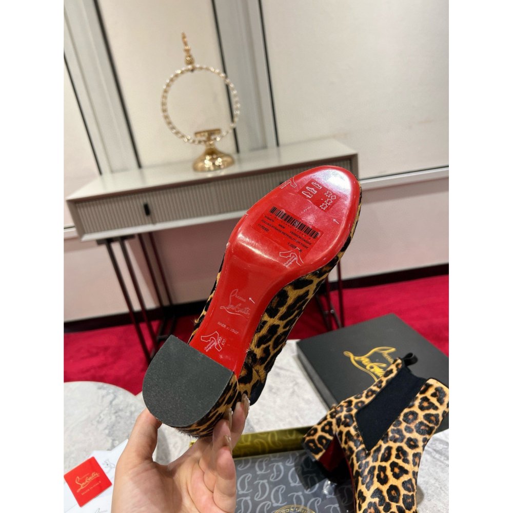 Cheap Reps Christian Louboutin Turelastic 55mm Ankle Boots with Leopard Print