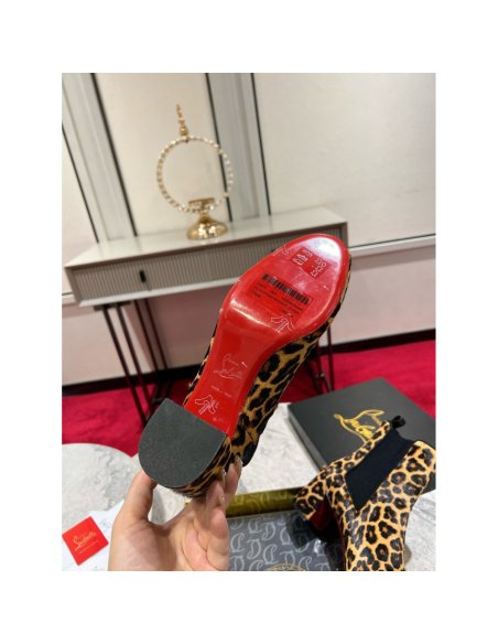 Cheap Reps Christian Louboutin Turelastic 55mm Ankle Boots with Leopard Print