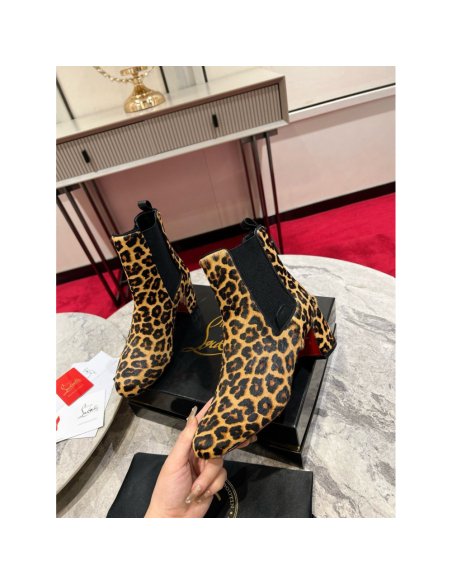 Cheap Reps Christian Louboutin Turelastic 55mm Ankle Boots with Leopard Print