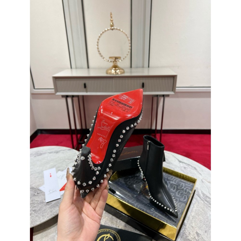Cheap Reps Christian Louboutin Vidura Ankle Boots 85mm in Black Leather