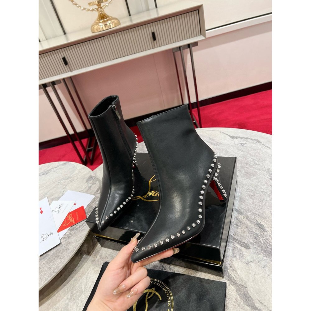 Cheap Reps Christian Louboutin Vidura Ankle Boots 85mm in Black Leather