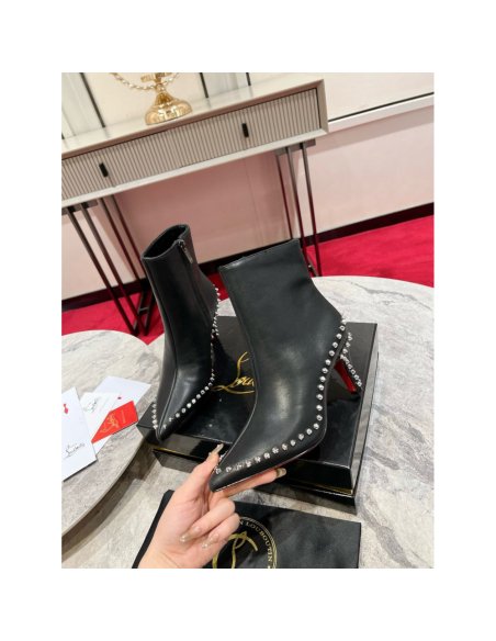Cheap Reps Christian Louboutin Vidura Ankle Boots 85mm in Black Leather