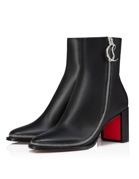 Cheap Reps Christian Louboutin CL Zip Booty 70mm in Black Leather