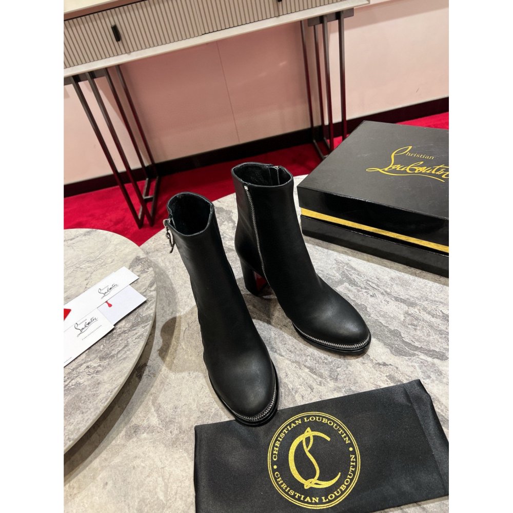 Cheap Reps Christian Louboutin CL Zip Booty 70mm in Black Leather