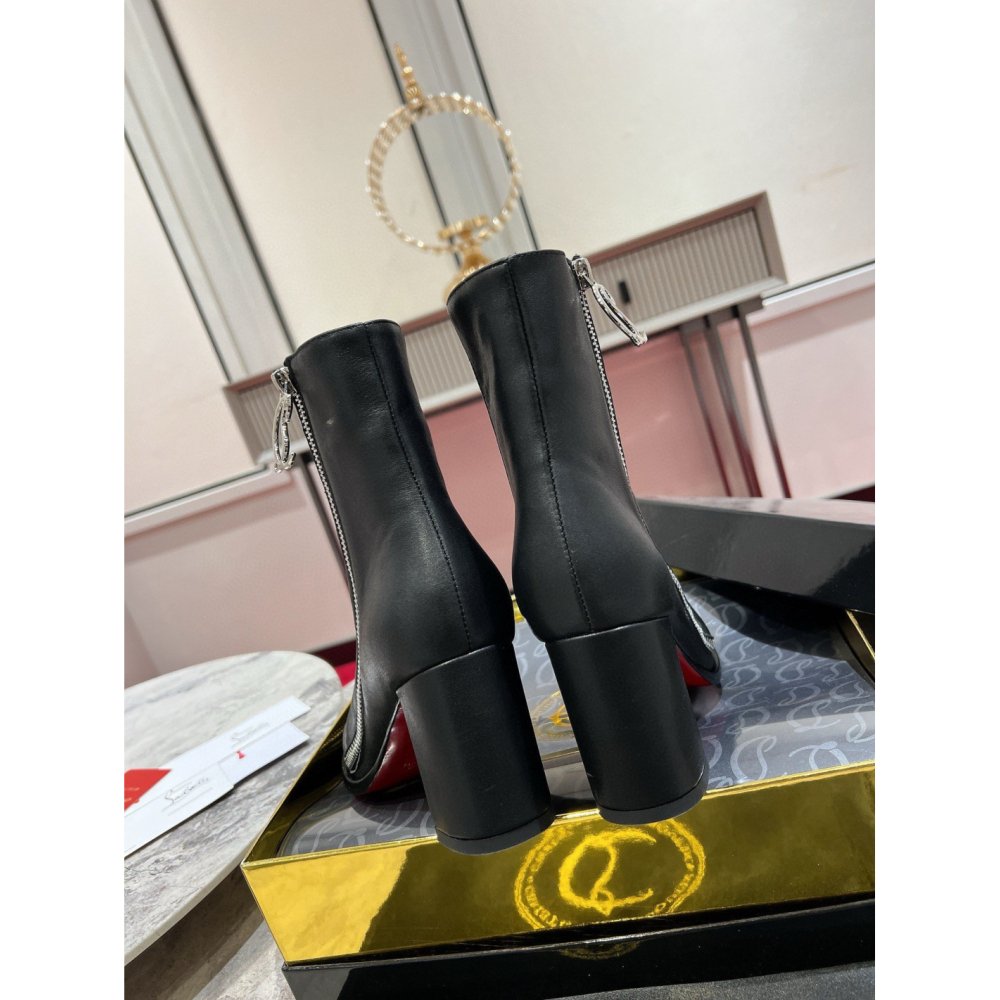 Cheap Reps Christian Louboutin CL Zip Booty 70mm in Black Leather