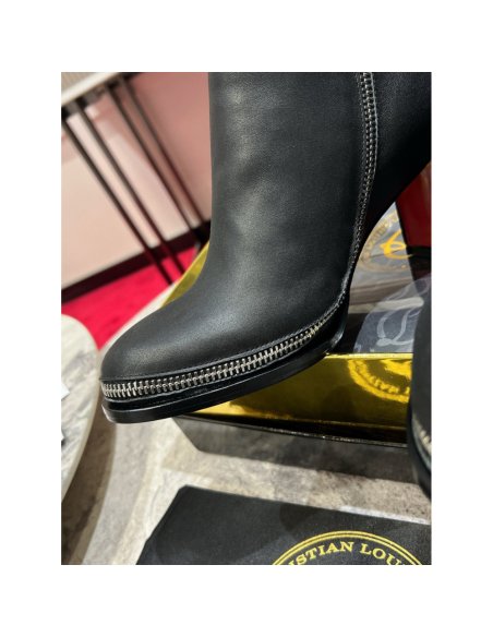Cheap Reps Christian Louboutin CL Zip Booty 70mm in Black Leather