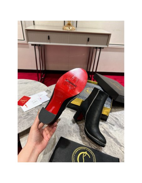Cheap Reps Christian Louboutin CL Zip Booty 70mm in Black Leather