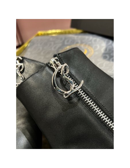 Cheap Reps Christian Louboutin CL Zip Booty 70mm in Black Leather