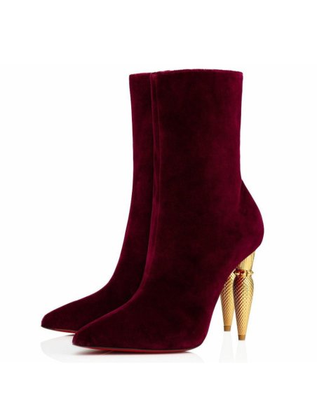 Cheap Reps Christian Louboutin Lipbooty 100mm Ankle Boot In Red Velvet