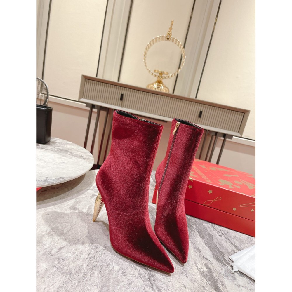Cheap Reps Christian Louboutin Lipbooty 100mm Ankle Boot In Red Velvet