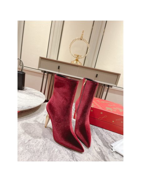 Cheap Reps Christian Louboutin Lipbooty 100mm Ankle Boot In Red Velvet