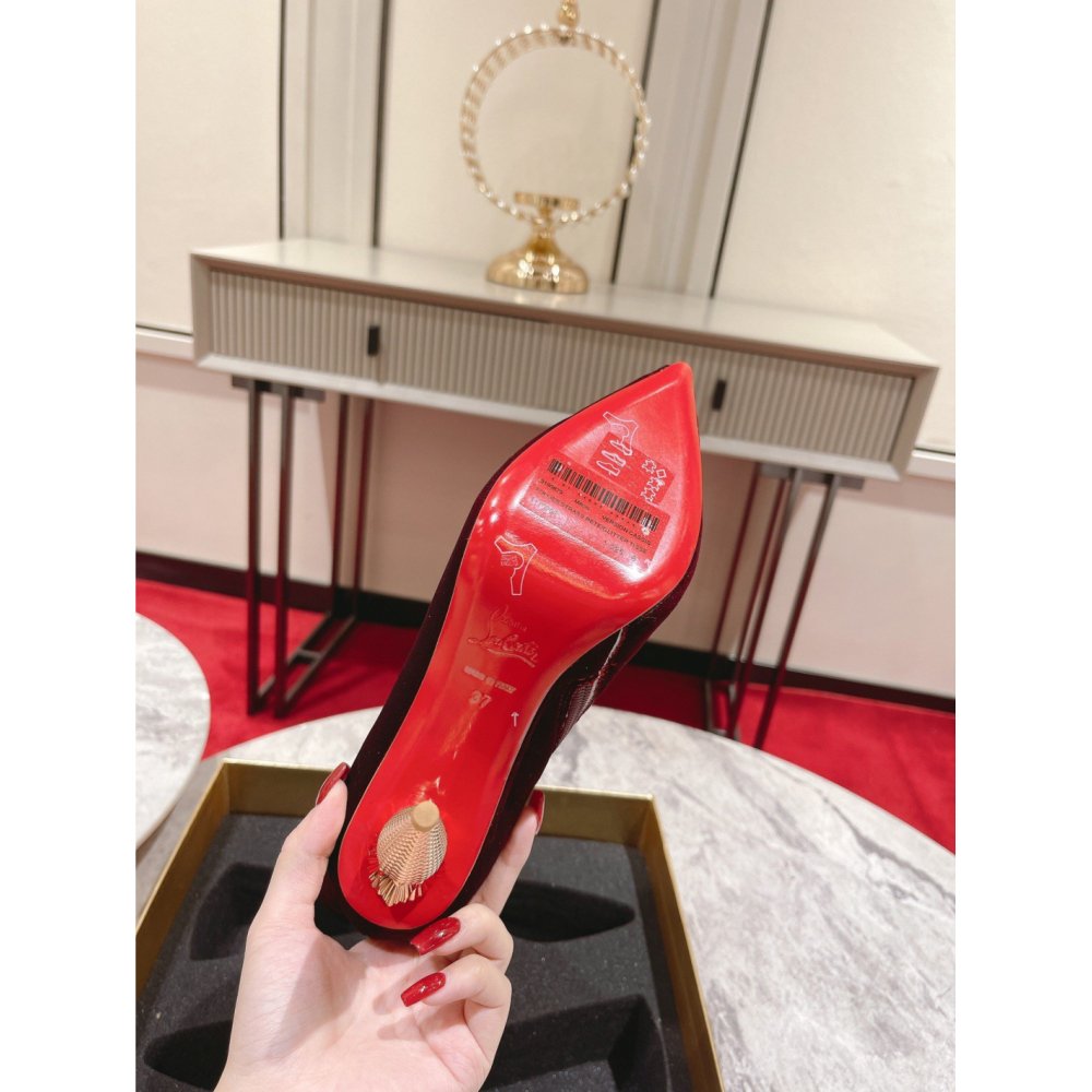 Cheap Reps Christian Louboutin Lipbooty 100mm Ankle Boot In Red Velvet
