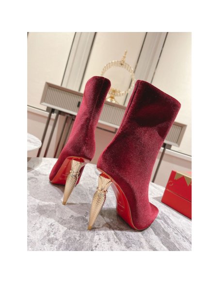 Cheap Reps Christian Louboutin Lipbooty 100mm Ankle Boot In Red Velvet