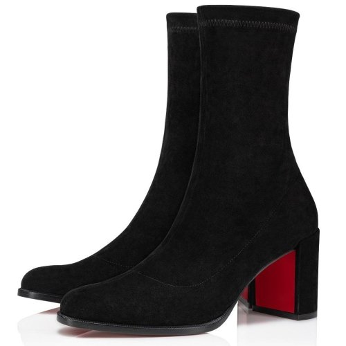 Cheap Reps Christian Louboutin Stretchadoxa 70MM Ankle Boots in Black Suede