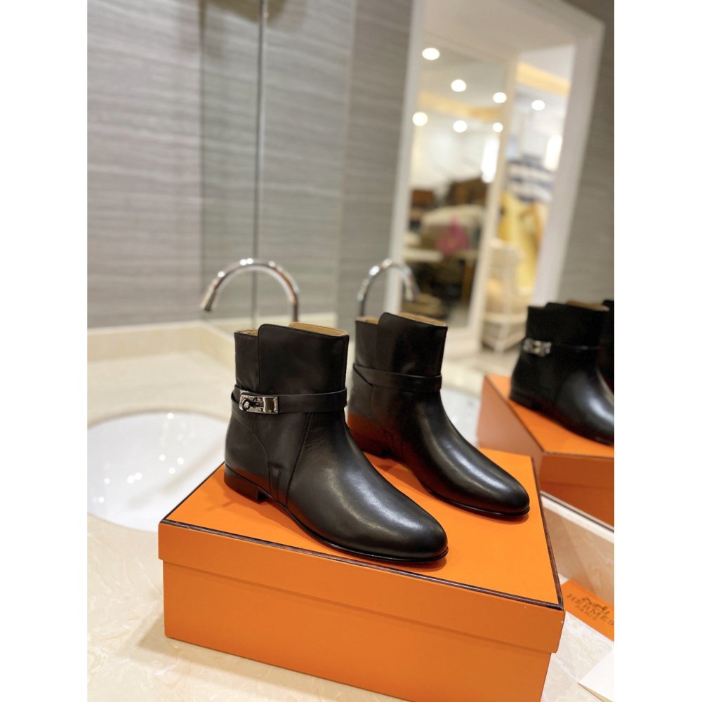 Cheap Reps Hermes Neo Ankle Boots in Black Calfskin