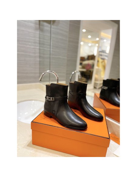 Cheap Reps Hermes Neo Ankle Boots in Black Calfskin