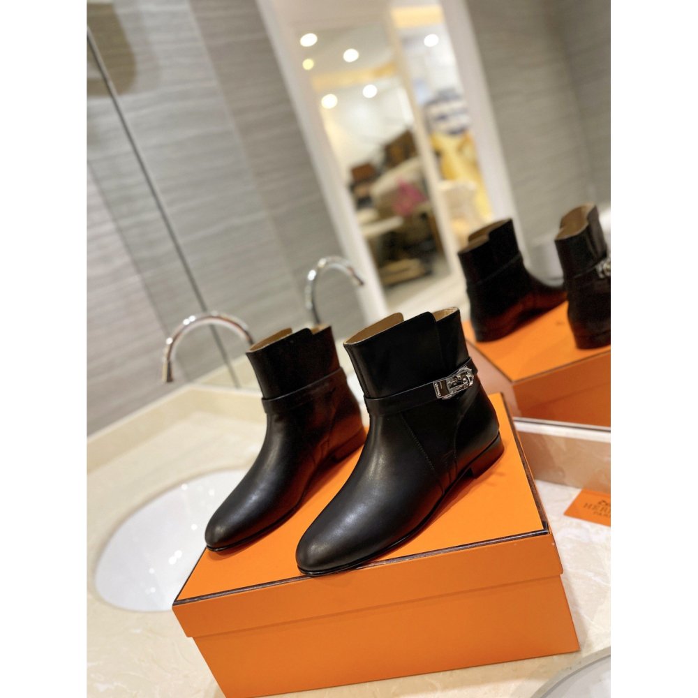 Cheap Reps Hermes Neo Ankle Boots in Black Calfskin