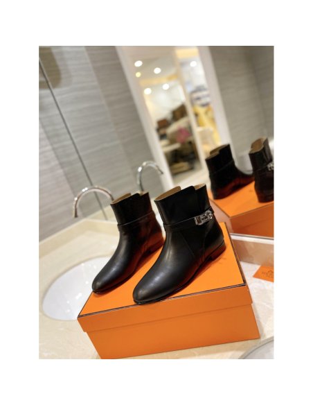 Cheap Reps Hermes Neo Ankle Boots in Black Calfskin