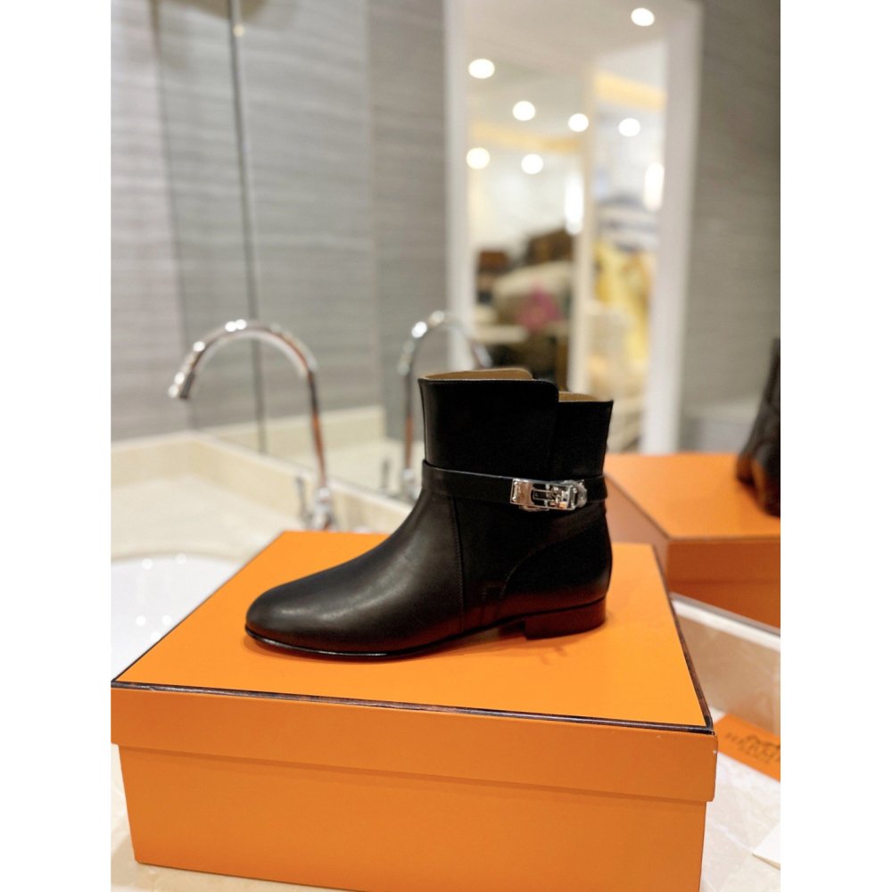 Cheap Reps Hermes Neo Ankle Boots in Black Calfskin