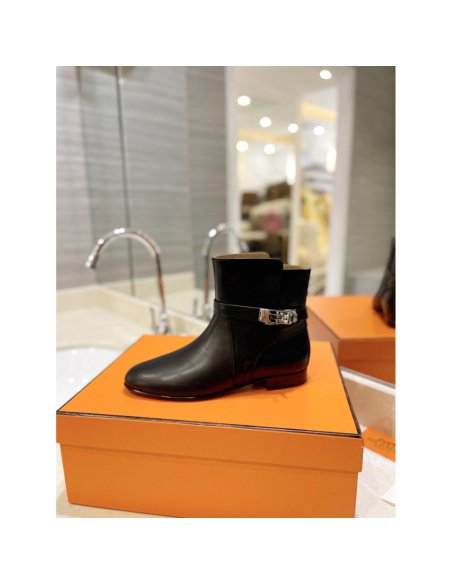 Cheap Reps Hermes Neo Ankle Boots in Black Calfskin