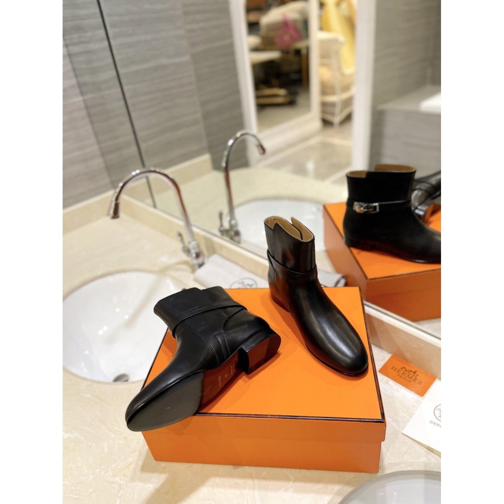 Cheap Reps Hermes Neo Ankle Boots in Black Calfskin