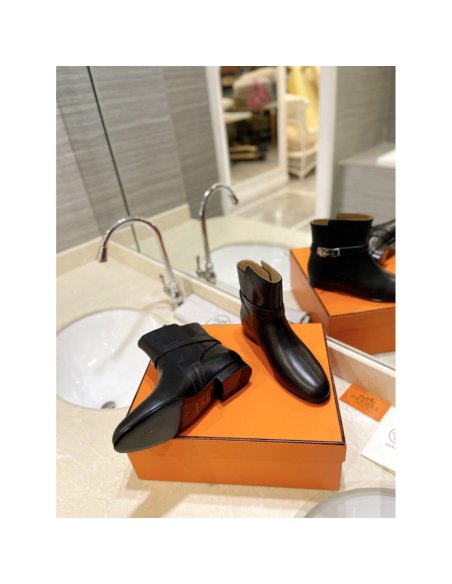 Cheap Reps Hermes Neo Ankle Boots in Black Calfskin