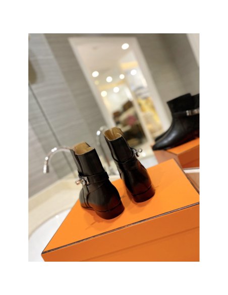 Cheap Reps Hermes Neo Ankle Boots in Black Calfskin