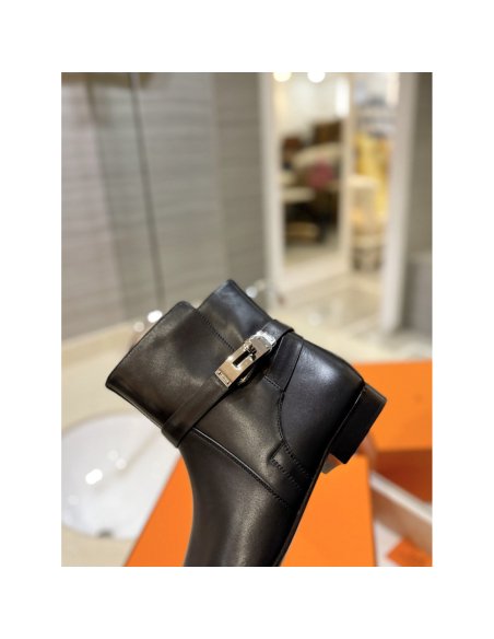 Cheap Reps Hermes Neo Ankle Boots in Black Calfskin