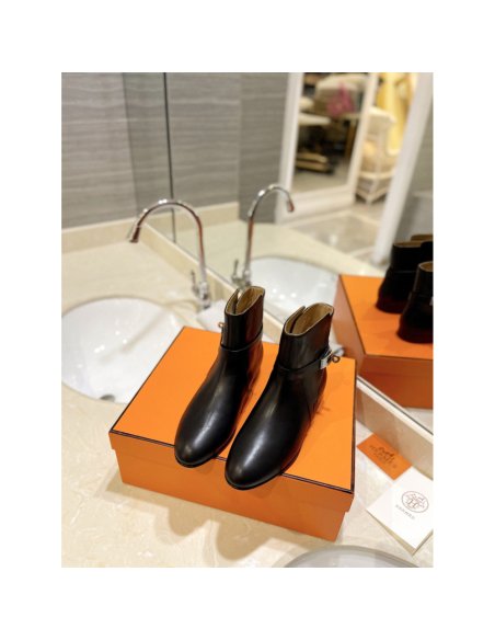 Cheap Reps Hermes Neo Ankle Boots in Black Calfskin