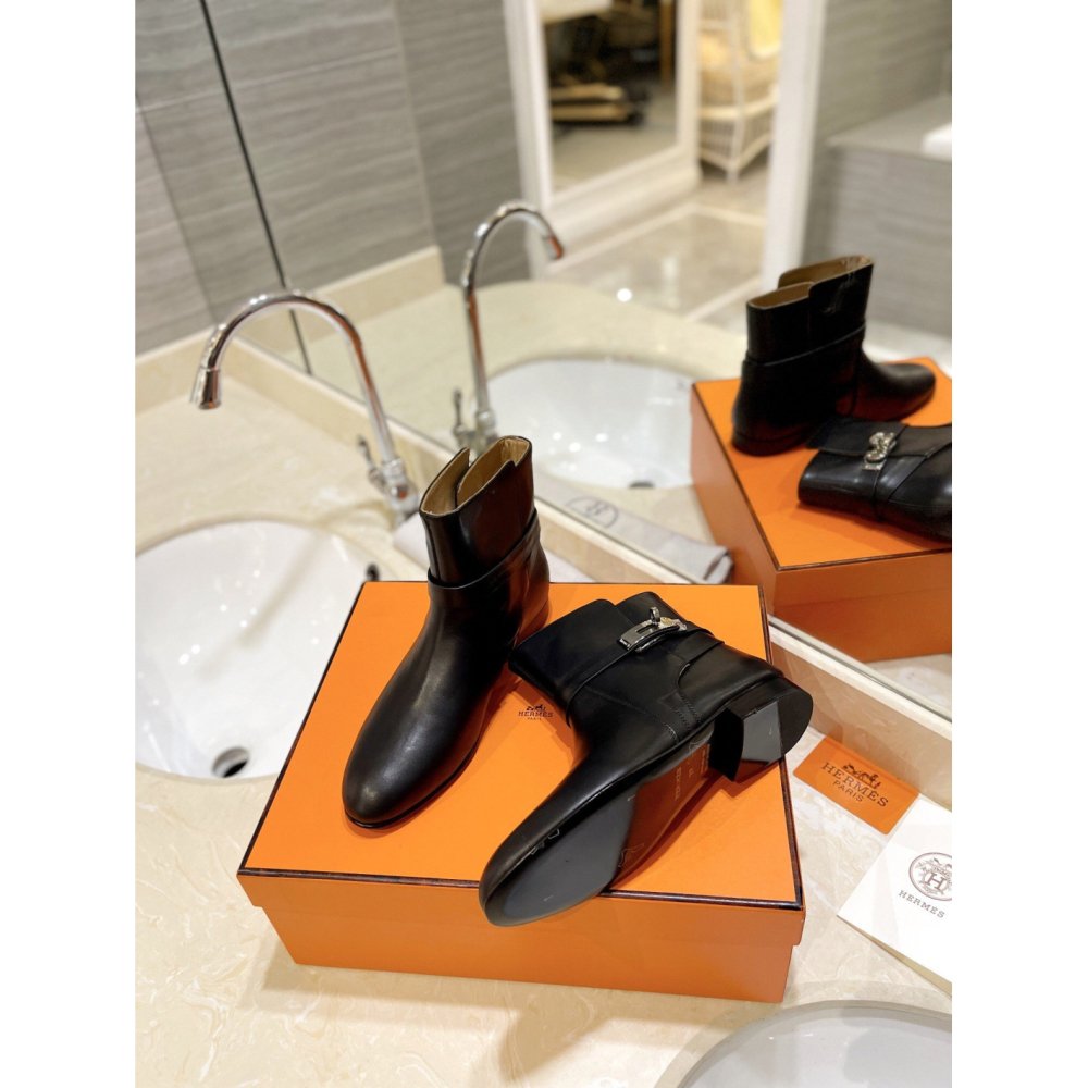Cheap Reps Hermes Neo Ankle Boots in Black Calfskin