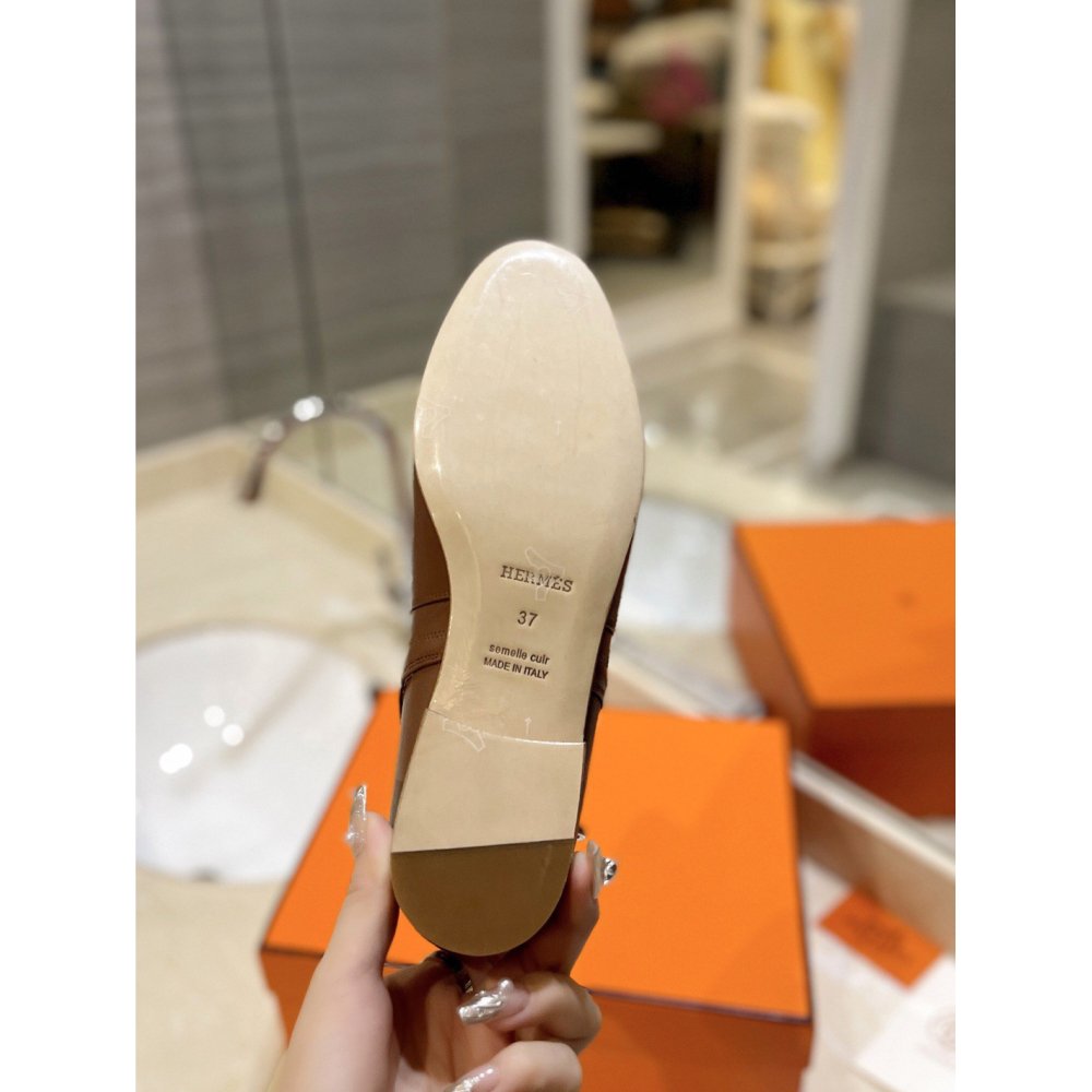 Cheap Reps Hermes Neo Ankle Boots in Brown Calfskin