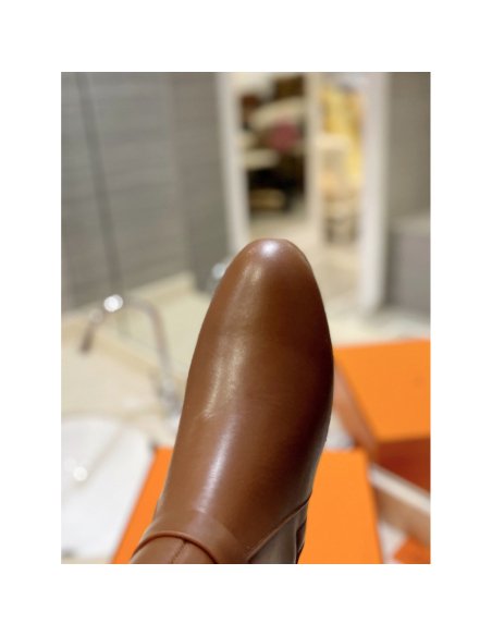 Cheap Reps Hermes Neo Ankle Boots in Brown Calfskin