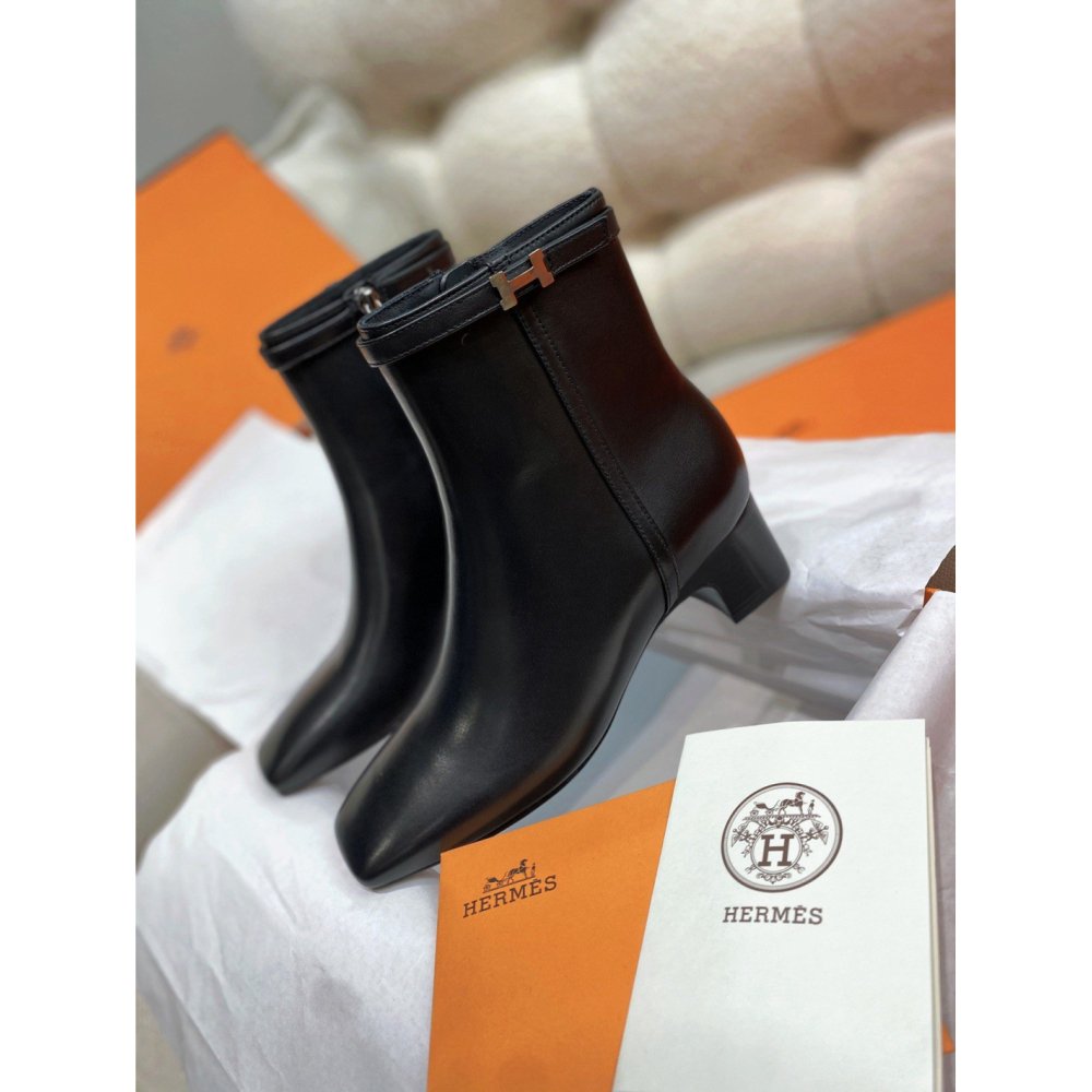 Cheap Reps Hermes Imperial 50 Ankle Boots in Black Calfskin